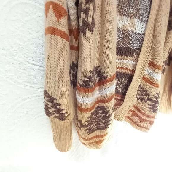 Loveriche Knit Sweater Cardigan W/Aztec Southwestern Designs Shades Of Brown M - Picture 5 of 11